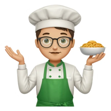 chef with green apron, wearing glasses sticker
