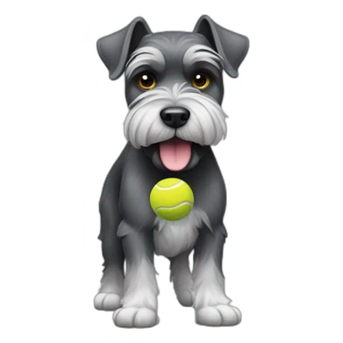 Full body schnauzer tennis ball in mouth sticker