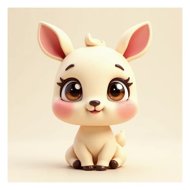 realistic vanilla emoji with expressive doe eyes, pink cheeks, transparent background sticker