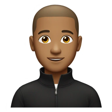 boy with light brown skin, buzz cut, no facial hair, wearing a smart black quarter zip jumper with white t shirt underneath. sticker