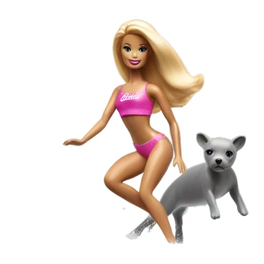 barbie surfing on a dolphin at miami beach  sticker