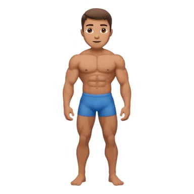 Shirtless buff guy posing but his legs are very small sticker