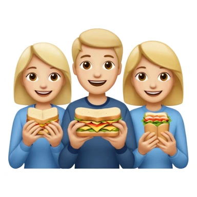 three people eating sandwich sticker