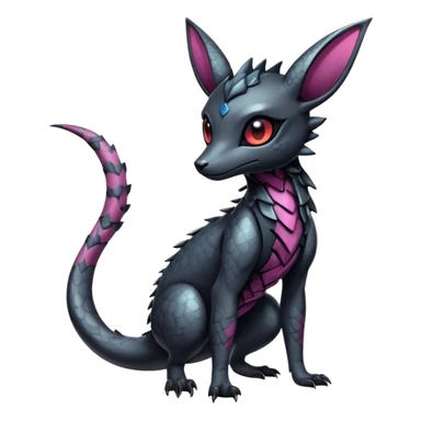 Shiny Dark Cute Majestic Sophisticated Modern Gothic Gloomy Futuristic Scaly Cyber-Salandit-Umbreon-Delcatty-Hybrid (Full body) sticker