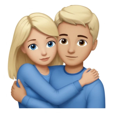 Man with blonde hair and blue eyes hugging a woman with dark hair and brown eyes sticker