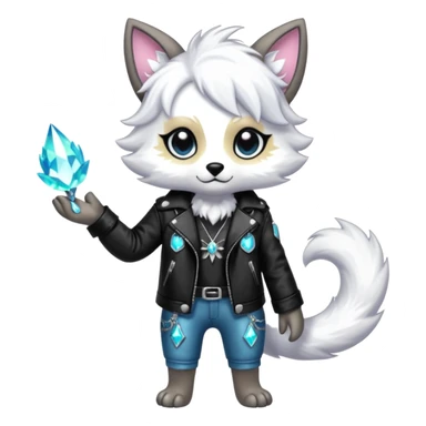 Cool cute Kawaii edgy fantasy animal sparkle fursona Fionbri creature by griffsnuff & LiLaiRa & Falvie full body sticker