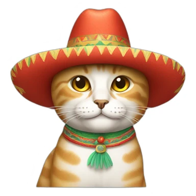 Cat with Mexican hat sticker