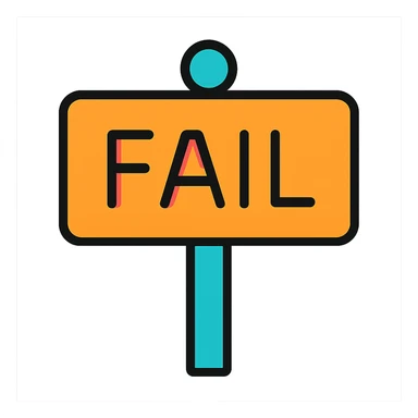 icon-style sign that says 'fail', with a modern flat design, easy to read sticker