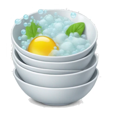 clean stack of dishes with bubbles sticker