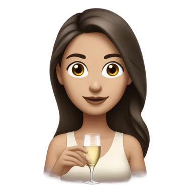 White girl with long dark brown hair and brown eyes with glass of champagne  sticker