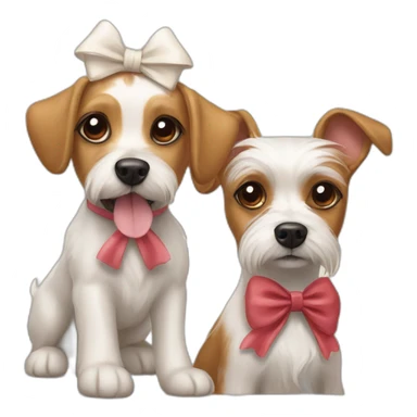 Maltese dog with bow on head and Zwergpinscher dog sticker