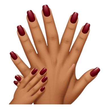 Emoji manucure main beige et nail art sur les ongles de couleur rouge foncé  sticker