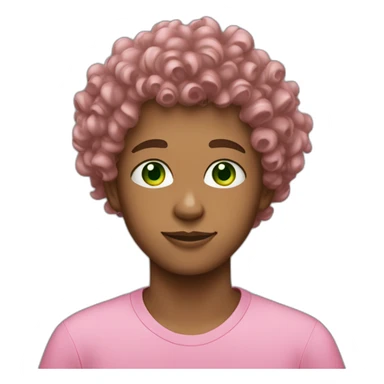 13 years old Boy Green eyes curly hair pink skin sticker