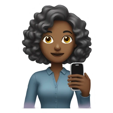woman with wavy hair holding phone sticker