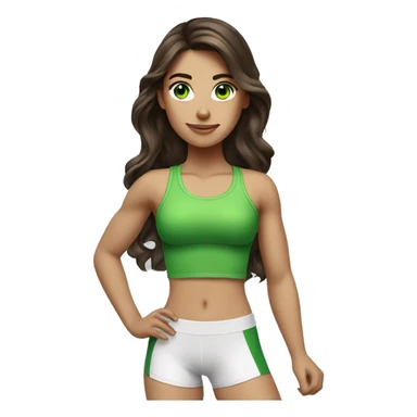 Fitness girl brunette long wavy hair with green eyes sticker
