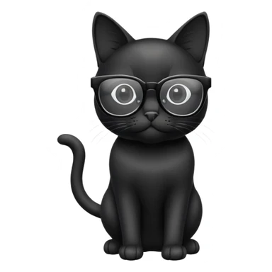 black cat full body wearing glasses with clear square modern frames sticker