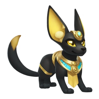 Black godly overpowered ethereal majestic Egyptian Lucario-Umbreon-Cat. Golden Anubis-Rings and yellow ring-markings. Full body sticker