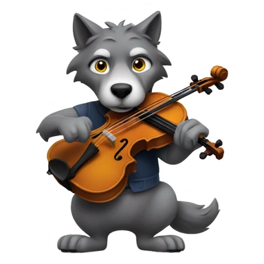 Wolf playing the violin sticker