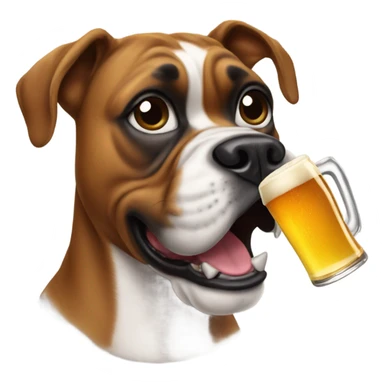 Boxer dog drinking a beer sticker
