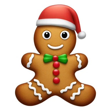 Gingerbread man with Christmas hat sticker