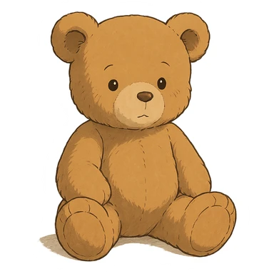 teddy bear in ghibli style sticker