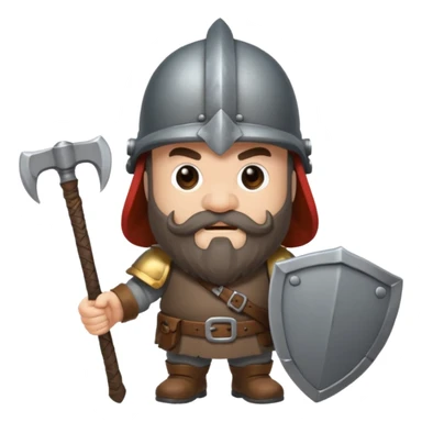 gimli the dwarf, dark brown beard, gray metal helmet, battle axe sticker