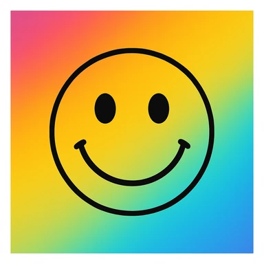 frame 1 with colorful gradient background and a smiley face, no grid lines sticker