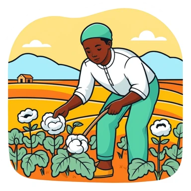 African picking cutton in field sticker