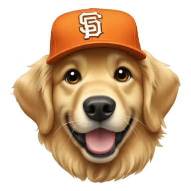 Golden retriever with sf giants hat sticker
