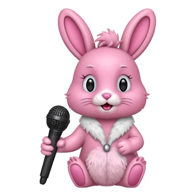 pink bunnie singing , holding mic sticker