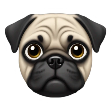 pug wearing a black t-shirt sticker