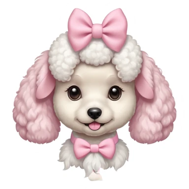 Cute poodle with pastel pink bow sticker