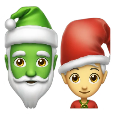 Santa Claus and elf face sticker