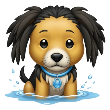 un perro de agua con rastas negras sticker
