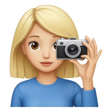 blonde cartoon girl taking picture sticker