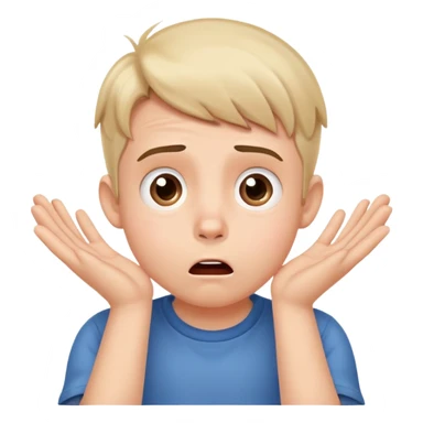 A cute boy with both hands pressed against his cheeks, looking surprised or shocked sticker