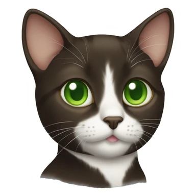 Brown tuxedo cat with green eyes sticker