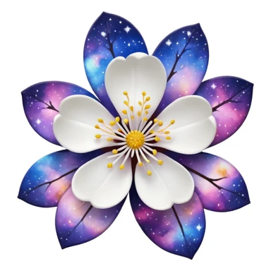 white sakura flower with a galaxy pattern sticker