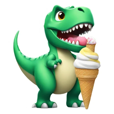 Dinosaur eating ice cream sticker