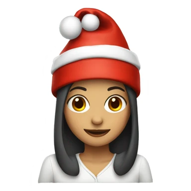 A girl with a Christmas hat sticker