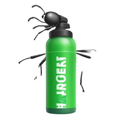 a bug spray spraying on a bug sticker