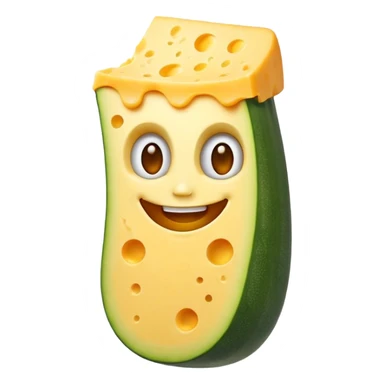 zucchini made out of cheese with a face sticker