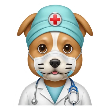 doctor dog Wearing Medical Mask sticker