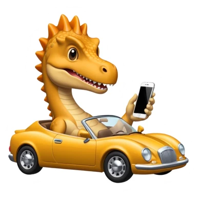 Dinosaurio con iPhone en un carro lujoso sticker