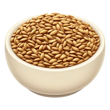 flaxseeds in a small bowl, golden brown seeds sticker