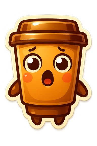 Tall coffee cup, surprised, shocked and confused sticker