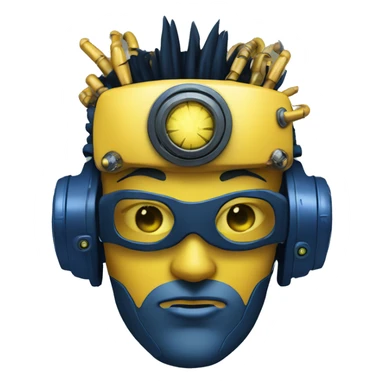 Yellow cyborg head with dark blue steampunk goggles and dark blue Mohawk  sticker