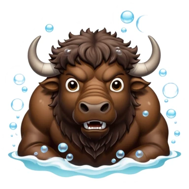 Angry buffalo in the water blowing bubbles  sticker