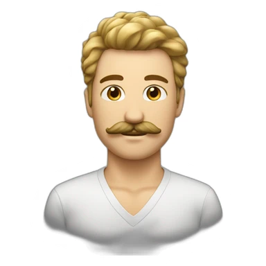 Homme avec moustache courte et cheveux sur le côté sticker