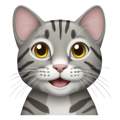 Gray tabby cat smiling with eyes half open sticker
